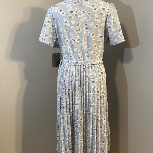 Blue Flutter Sleeve Wrap Midi Dress - Picture 9 of 14